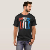 赤い白と青のサクソフォン Tシャツ (正面フル)