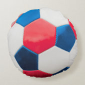 赤い白と青のサッカーボール枕 ラウンドクッション (裏面)