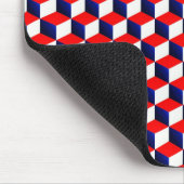 赤い白と青のシェード3Dルックキューブ マウスパッド (コーナー)