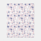 赤い白と青のスターバスト フリースブランケット (正面)