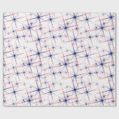 赤い白と青のスターバスト ラッピングペーパー (フラット)