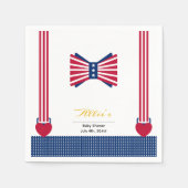 赤い白と青のストライプ7月の赤ちゃんシャワー4日 スタンダードカクテルナプキン (正面)