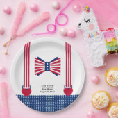 赤い白と青のストライプ7月の赤ちゃんシャワー4日 ペーパープレート (パーティー)