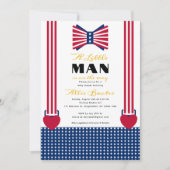 赤い白と青のストライプ7月の赤ちゃんシャワー4日 招待状 (正面)