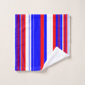 赤い白と青のストライプ バスタオルセット (ウォッシュタオル)