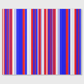 赤い白と青のストライプ ラッピングペーパー (フラット)