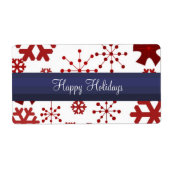 赤い白と青のスノーフレークのラベル ラベル (正面)