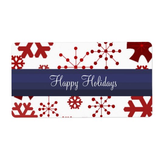 赤い白と青のスノーフレークのラベル ラベル (正面)