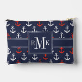 赤い白と青のネイビーパターン アクセサリーポーチ (裏面)