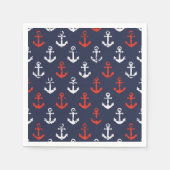 赤い白と青のネイビーパターン スタンダードカクテルナプキン (正面)