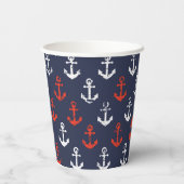 赤い白と青のネイビーパターン 紙コップ (裏面)