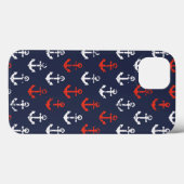 赤い白と青のネイビーパターン Case-Mate iPhoneケース (裏面 (横))