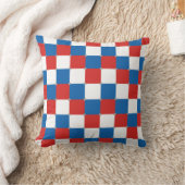 赤い白と青のパター市松模様にン クッション (ブランケット)