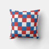 赤い白と青のパター市松模様にン クッション (裏面)
