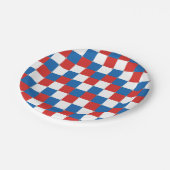 赤い白と青のパター市松模様にン ペーパープレート (アングル)