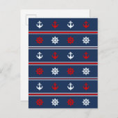 赤い白と青のパター航海のン ポストカード (正面/裏面)