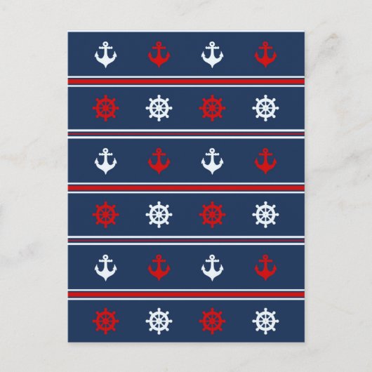 赤い白と青のパター航海のン ポストカード (正面)