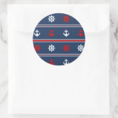 赤い白と青のパター航海のン ラウンドシール (バッグ)