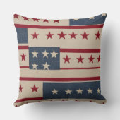 赤い白と青のパッチワークの星とストライプ クッション (裏面)