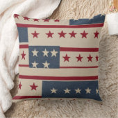 赤い白と青のパッチワークの星とストライプ クッション (ブランケット)