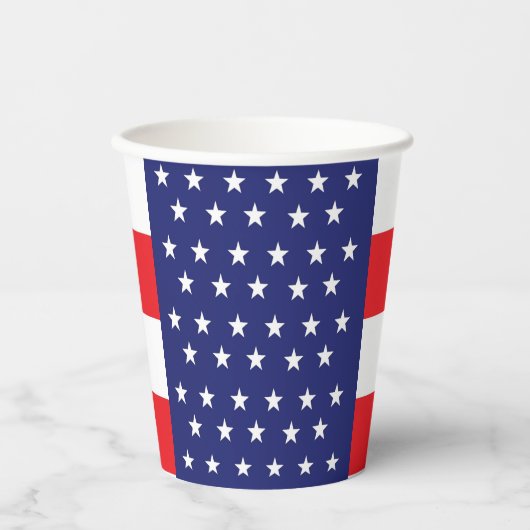 赤い白と青のパーティーカップと星ストライプ付き 紙コップ (正面)