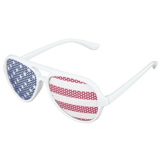 赤い白と青のパーティーサングラスパーティーの好意 アビエーターサングラス (アングル)