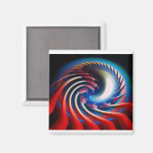赤い白と青のファンタジーフラクタル マグネット (正面/裏面)