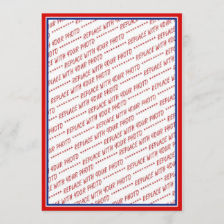 赤い白と青のフォトフレームテンプレート 招待状