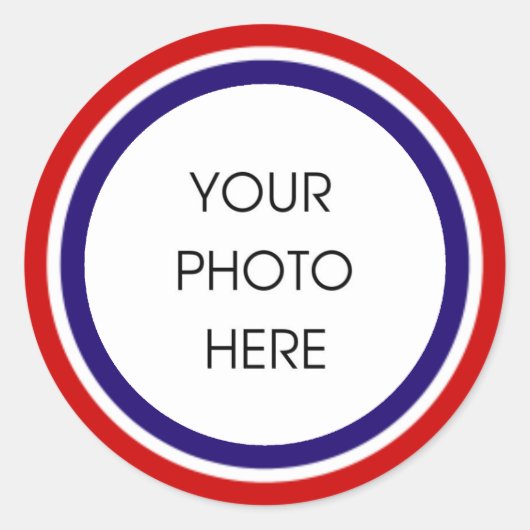 赤い白と青のフォトフレーム ラウンドシール (正面)