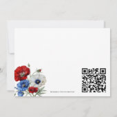 赤い白と青のフローラ赤ちゃんシャワー 招待状 (裏面)