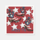 赤い白と青のブーツと弓 スタンダードカクテルナプキン (正面)