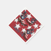 赤い白と青のブーツと弓 スタンダードカクテルナプキン (角)