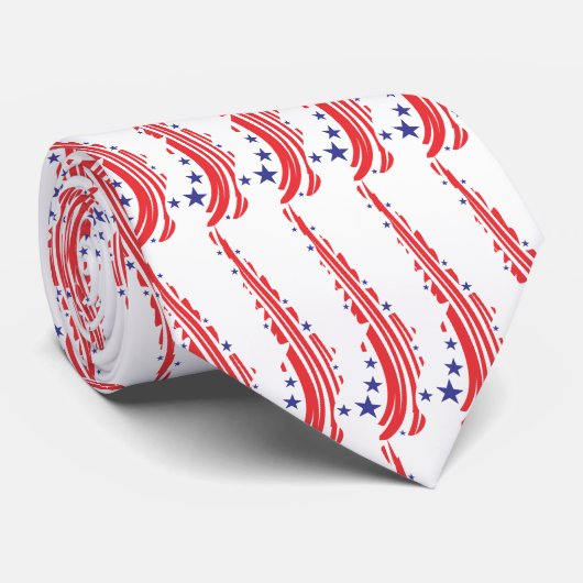 赤い白と青のプリント ネクタイ (ロール)