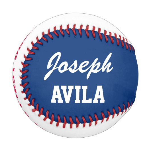 赤い白と青のベビー統計ベビー初 野球ボール (正面左)