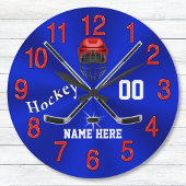 赤い白と青のホッケークロックホッケールームデコール スクエア壁時計