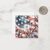 赤い白と青のモノグラムのノートカード ノートカード (正面/裏面インサイチュ)