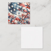 赤い白と青のモノグラムのノートカード ノートカード (正面/裏面)