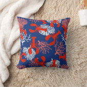 赤い白と青のロブスターパターン クッション (ブランケット)