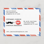 赤い白と青のヴィンテージ日付の保存 案内ポストカード (裏面)