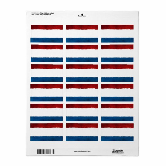 赤い白と青の住所 シール (フルシート)