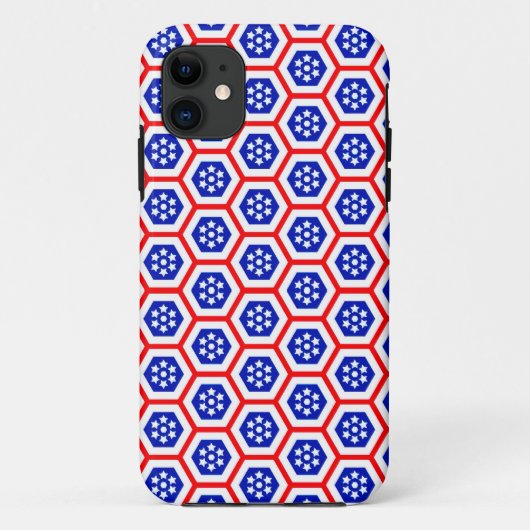 赤い白と青の六角パターンケース – メイトiPho Case-Mate iPhoneケース (裏面)