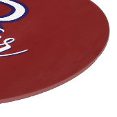 赤い白と青の名前とモノグラムパーソナライズされた カッティングボード (角)