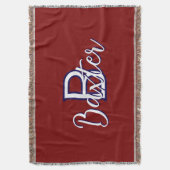 赤い白と青の名前とモノグラムパーソナライズされた スローブランケット (正面縦)