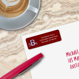 赤い白と青の名前とモノグラムパーソナライズされた ラベル