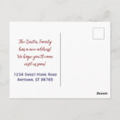 赤い白と青の名前とモノグラム「引っ越しました」 ポストカード (裏面)