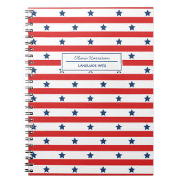 赤い白と青の名前と件名 ノートブック