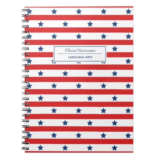 赤い白と青の名前と件名 ノートブック (正面)