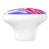 赤い白と青の大理石効果 セラミックノブ (側面)