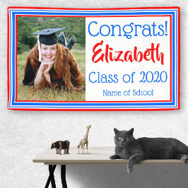 赤い白と青の学校の色の写真 横断幕