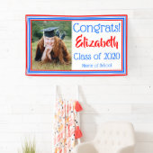 赤い白と青の学校の色の写真 横断幕 (インサイチュ)